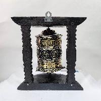 Wall Prayer Wheel With Mantra Inside, [with Carved Mantra],ashtamangala, Wall Mountable, Wall Mountable