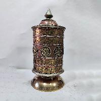 Table Prayer Wheel With Mantra Inside, [with Carved Mantra], Ashtamangala