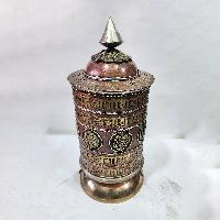 Table Prayer Wheel With Mantra Inside, [with Carved Mantra], Ashtamangala