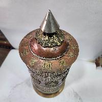 Table Prayer Wheel With Mantra Inside, [with Carved Mantra], Ashtamangala