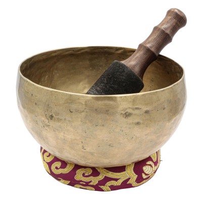 [old], Buddhist [real Antique] Hand Beaten [kopre] Singing Bowl, [select Accessories]