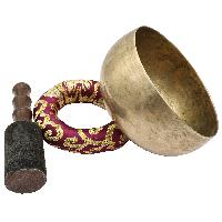 [old], Buddhist [real Antique] Hand Beaten [kopre] Singing Bowl, [select Accessories]