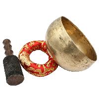 [old], Buddhist [real Antique] Hand Beaten [kopre] Singing Bowl, [select Accessories]