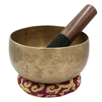 [old], Buddhist [real Antique] Hand Beaten [kopre] Singing Bowl, [select Accessories]