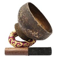 [old], Buddhist [real Antique] Hand Beaten [stand Naga] Singing Bowl, [select Accessories]