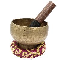 [old], Buddhist [real Antique] Hand Beaten [stand Naga] Singing Bowl, [select Accessories]