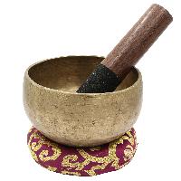 [old], Buddhist [real Antique] Hand Beaten [stand Naga] Singing Bowl, [select Accessories]