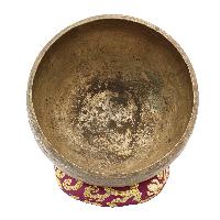 [old], Buddhist [real Antique] Hand Beaten [stand Naga] Singing Bowl, [select Accessories]