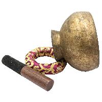 [old], Buddhist [real Antique] Hand Beaten [stand Naga] Singing Bowl, [select Accessories]