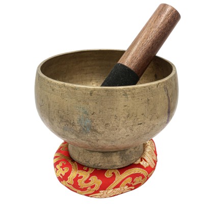 [old], Buddhist [real Antique] Hand Beaten [stand Naga] Singing Bowl, [select Accessories]