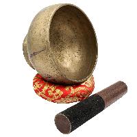 [old], Buddhist [real Antique] Hand Beaten [stand Naga] Singing Bowl, [select Accessories]
