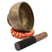 [old], Buddhist [real Antique] Hand Beaten [stand Naga] Singing Bowl, [select Accessories]