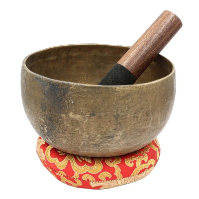 [old], Buddhist [real Antique] Hand Beaten [kopre] Singing Bowl, [select Accessories]