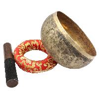 [old], Buddhist [real Antique] Hand Beaten [kopre] Singing Bowl, [select Accessories]