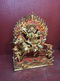 Buddhist Handmade Statue Of Palden Lahmo, [full Fire Gold Plated], [face Painted]