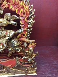 Buddhist Handmade Statue Of Palden Lahmo, [full Fire Gold Plated], [face Painted]