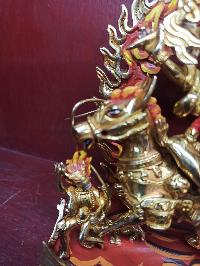 Buddhist Handmade Statue Of Palden Lahmo, [full Fire Gold Plated], [face Painted]