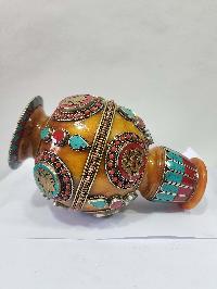 Tibetan Gulpa, With Stone Setting, Ashtamangala