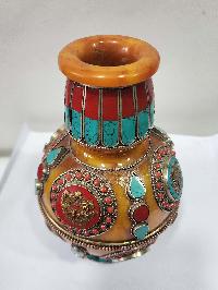 Tibetan Gulpa, With Stone Setting, Ashtamangala