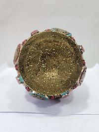 Tibetan Gulpa, With Stone Setting, Ashtamangala