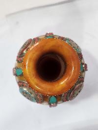 Tibetan Gulpa, With Stone Setting, Ashtamangala