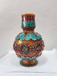 Tibetan Gulpa, With Stone Setting, Ashtamangala