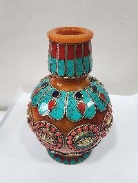 Tibetan Gulpa, With Stone Setting, Ashtamangala