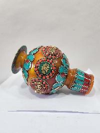 Tibetan Gulpa, With Stone Setting, Ashtamangala