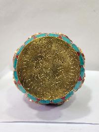 Tibetan Gulpa, With Stone Setting, Ashtamangala
