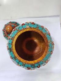Tibetan Offering Vessel -hlyosar Stupa Box
, With Stone Setting, Imitation Amber