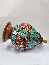 Tibetan Offering Vessel -hlyosar Stupa Box
, With Stone Setting, Imitation Amber