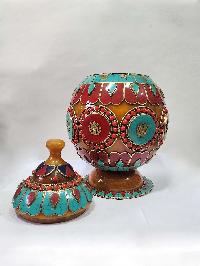 Tibetan Offering Vessel -hlyosar Stupa Box
, With Stone Setting, Imitation Amber