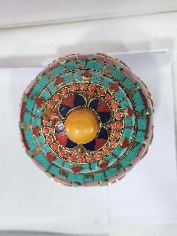Tibetan Offering Vessel -hlyosar Stupa Box
, With Stone Setting, Imitation Amber