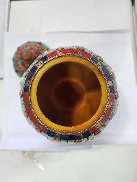 Tibetan Offering Vessel -hlyosar Stupa Box
, With Stone Setting, Imitation Amber