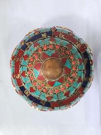 Tibetan Offering Vessel -hlyosar Stupa Box
, With Stone Setting, Imitation Amber