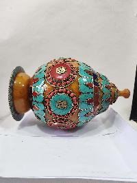 Tibetan Offering Vessel -hlyosar Stupa Box
, With Stone Setting, Imitation Amber