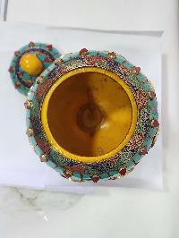 Tibetan Offering Vessel -hlyosar Stupa Box
, With Stone Setting, Imitation Amber
