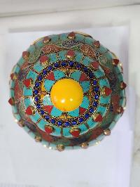 Tibetan Offering Vessel -hlyosar Stupa Box
, With Stone Setting, Imitation Amber