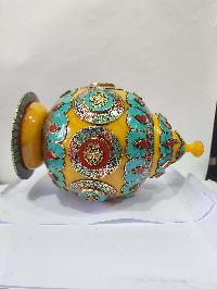 Tibetan Offering Vessel -hlyosar Stupa Box
, With Stone Setting, Imitation Amber