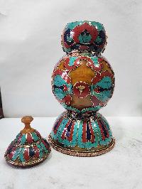 Tibetan Offering Vessel -hlyosar Stupa Box
, With Stone Setting, Imitation Amber