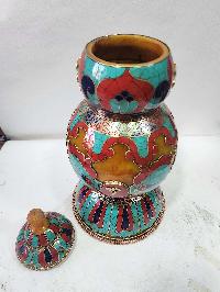 Tibetan Offering Vessel -hlyosar Stupa Box
, With Stone Setting, Imitation Amber