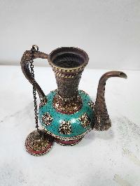 Tibetan Bhumpa- Bhumba Tea Pot, With Stone Setting, Ashtamangala