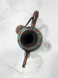Tibetan Bhumpa- Bhumba Tea Pot, With Stone Setting, Ashtamangala