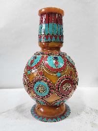 Tibetan Offering Vessel -hlyosar Stupa Box
, With Stone Setting, Imitation Amber