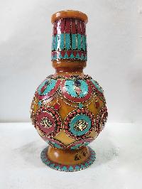 Tibetan Offering Vessel -hlyosar Stupa Box
, With Stone Setting, Imitation Amber