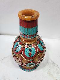 Tibetan Offering Vessel -hlyosar Stupa Box
, With Stone Setting, Imitation Amber
