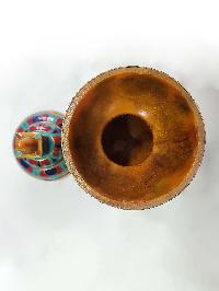 Tibetan Offering Vessel -hlyosar Stupa Box
, With Stone Setting, Imitation Amber