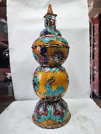 Tibetan Offering Vessel -hlyosar Stupa Box
, With Stone Setting, Imitation Amber