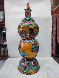 Tibetan Offering Vessel -hlyosar Stupa Box
, With Stone Setting, Imitation Amber