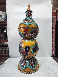 Tibetan Offering Vessel -hlyosar Stupa Box
, With Stone Setting, Imitation Amber